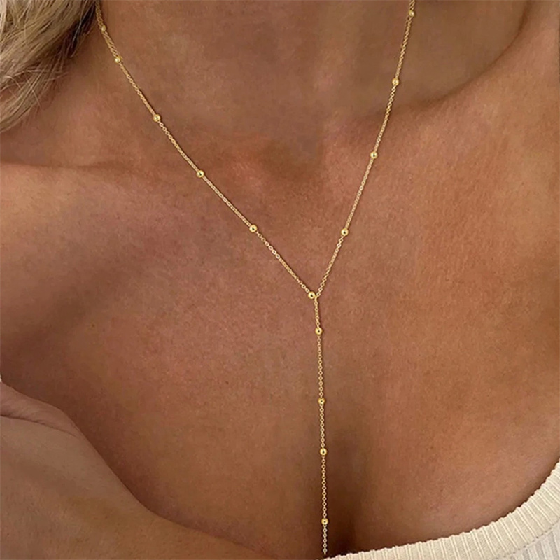 Birth Flower Necklace - Vintage Gold Color Long Chain Drop