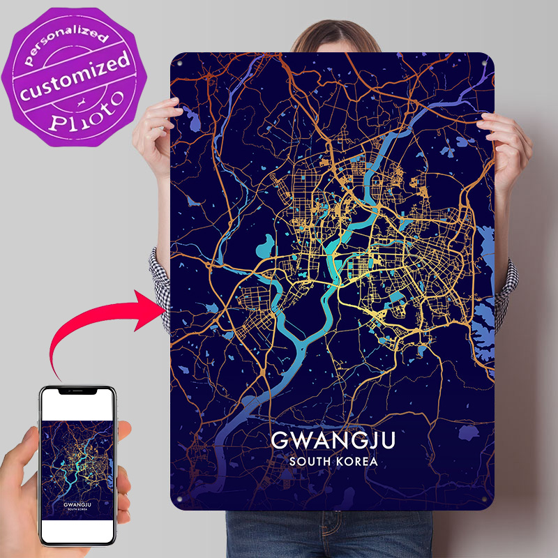 Gwangju City Map 3D Texture Me - đánh giá và giá Custom Map Poster