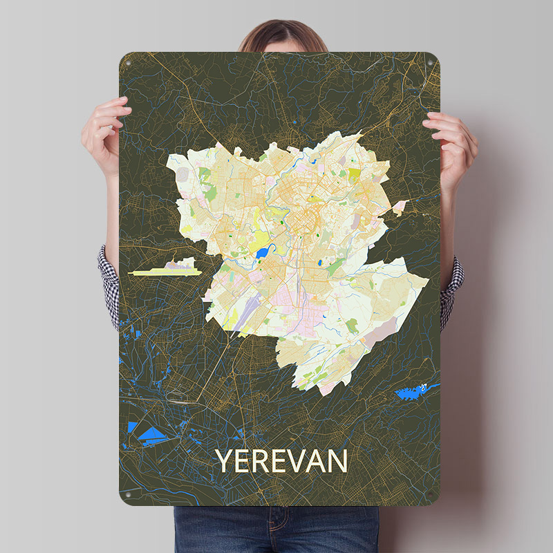 Yerevan City Map Tinplate Post - đánh giá và giá Custom Map Poster