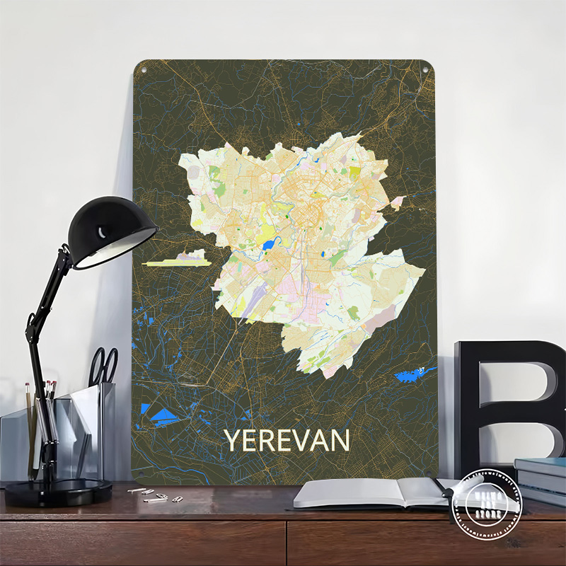 Yerevan City Map Tinplate Post - đánh giá và giá Custom Map Poster