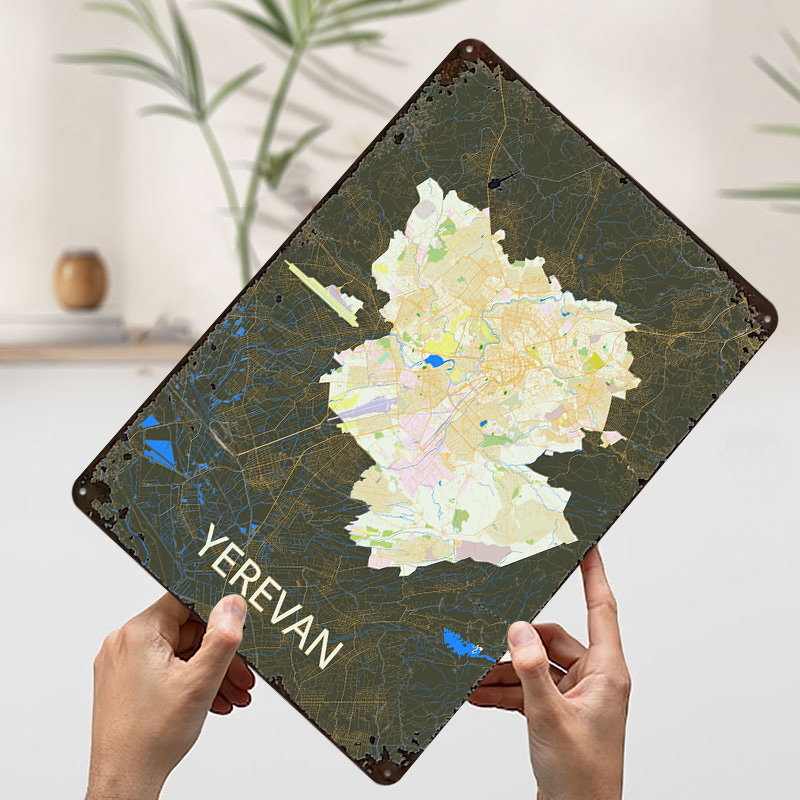 Yerevan City Map Tinplate Post - đánh giá và giá Custom Map Poster