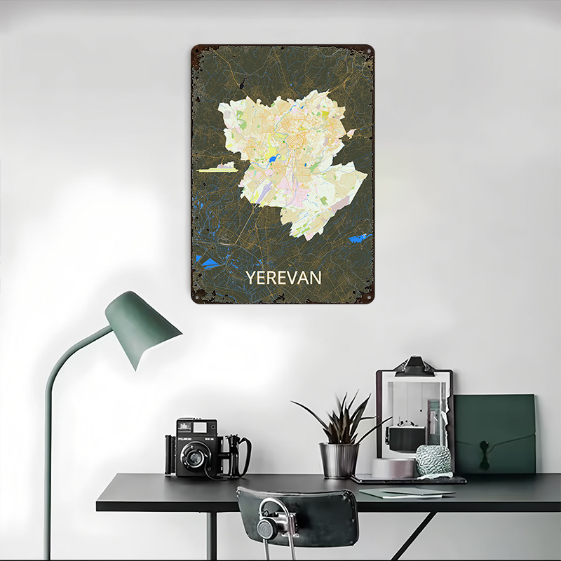 Yerevan City Map Tinplate Post - đánh giá và giá Custom Map Poster