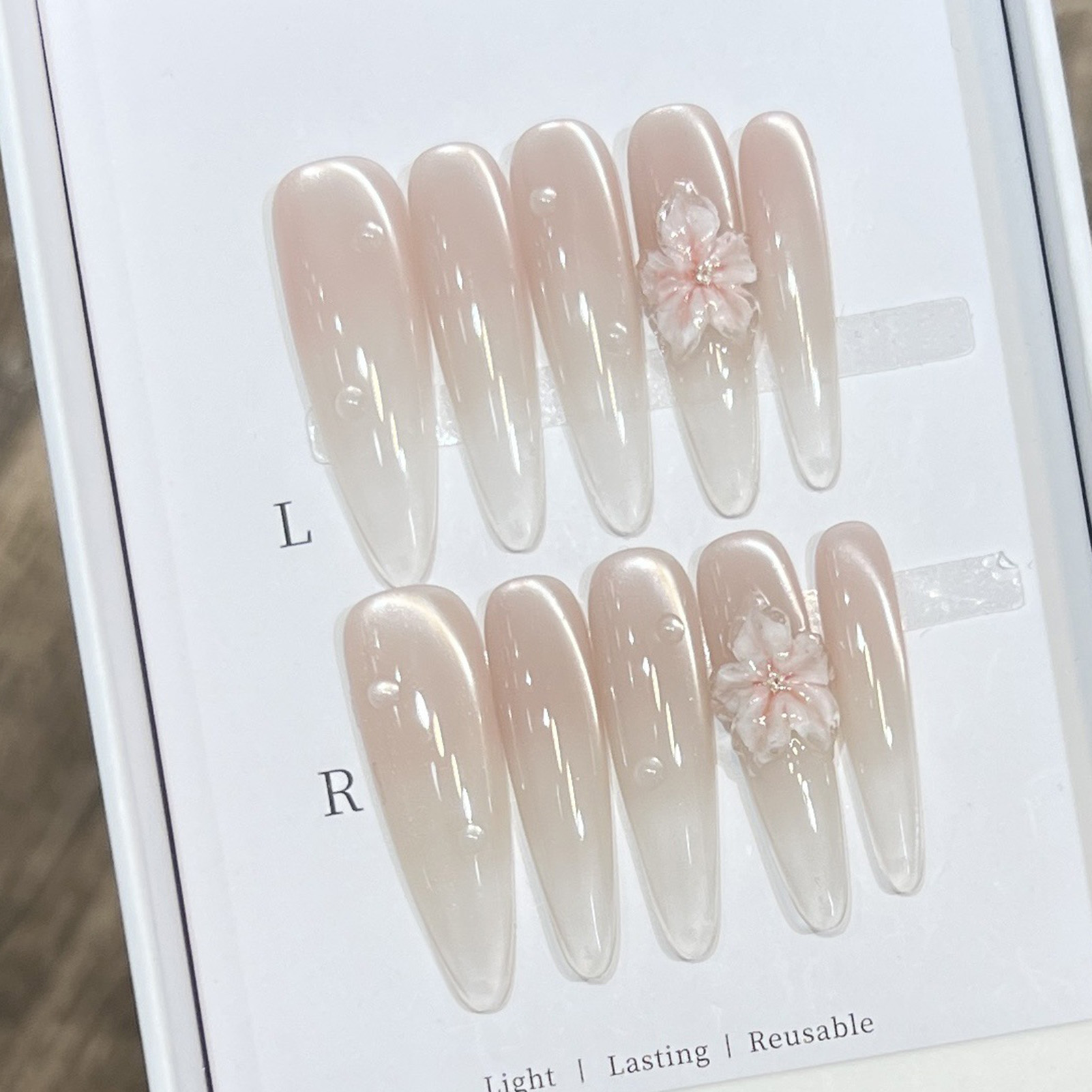 10pcs Long Almond Fake Nails T - đánh giá và giá Pressed Flower Art