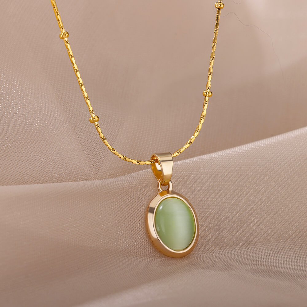 Thời Trang Đá Opal Hình Bầu Dụ - đánh giá và giá Birth Flower Necklace