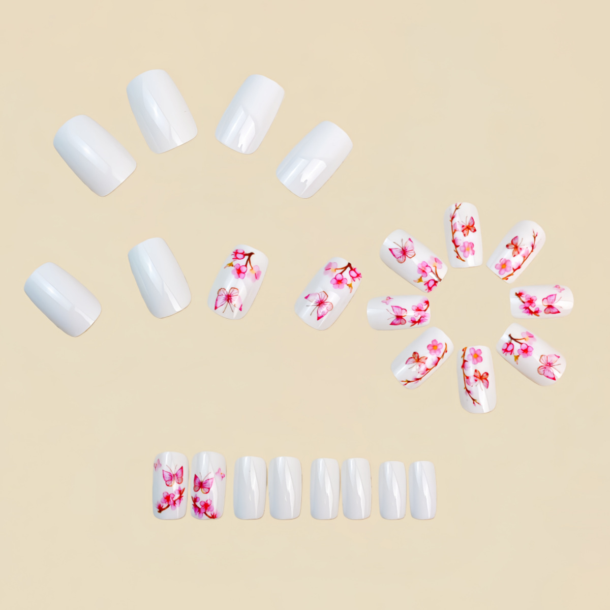 Medium Fake Nails for Women Gi - đánh giá và giá Pressed Flower Art