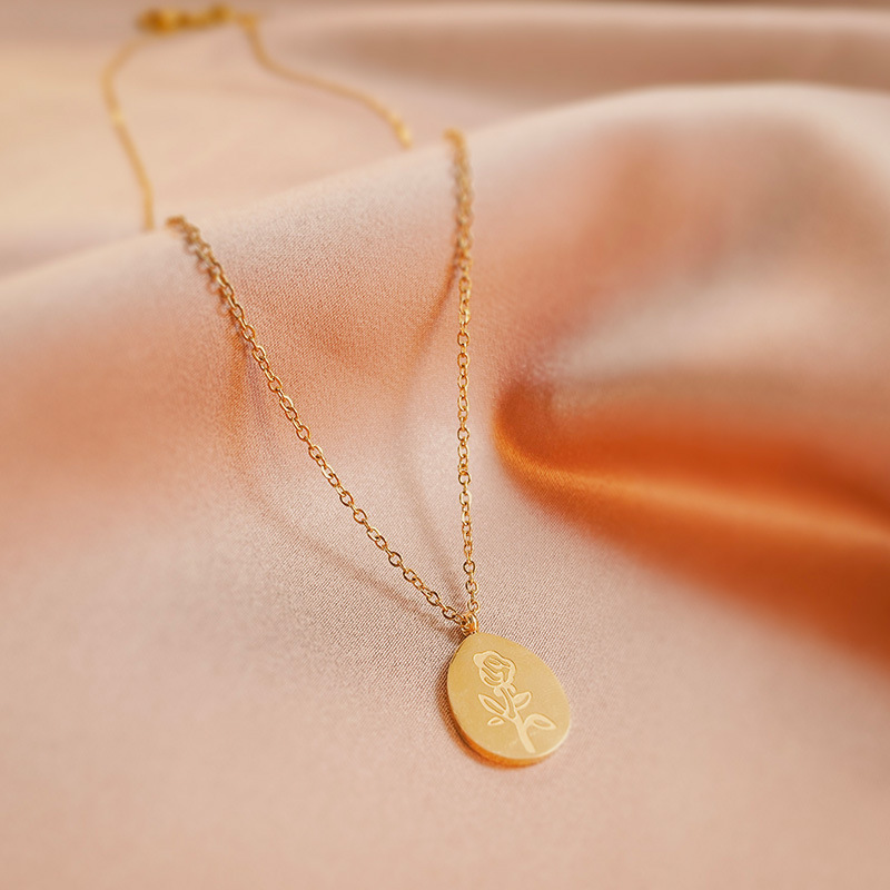 Dây Thép Không Gỉ Nữ Hoa Hồng  - đánh giá và giá Birth Flower Necklace