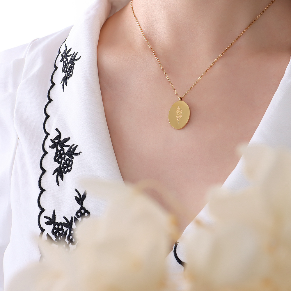 Ins Mới Đôi Dây Thép Không Gỉ  - đánh giá và giá Birth Flower Necklace