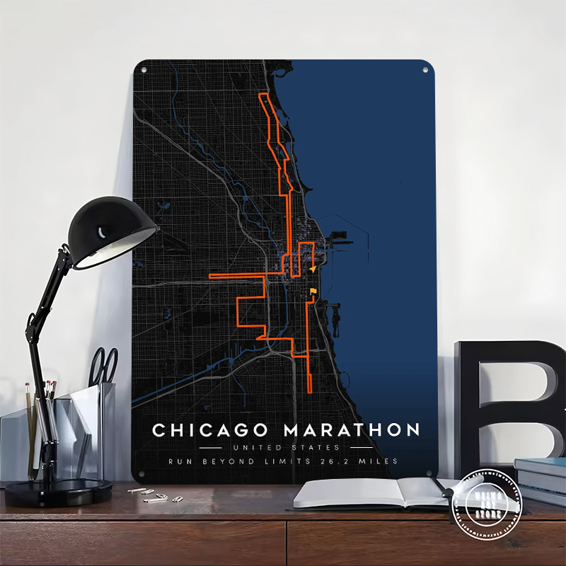 Chicago Marathon Route Map 3D  - đánh giá và giá Custom Map Poster