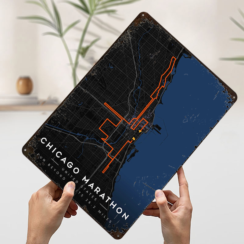 Chicago Marathon Route Map 3D  - đánh giá và giá Custom Map Poster